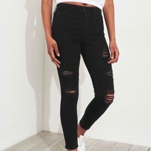 Black hollister ripped jeans Clearance